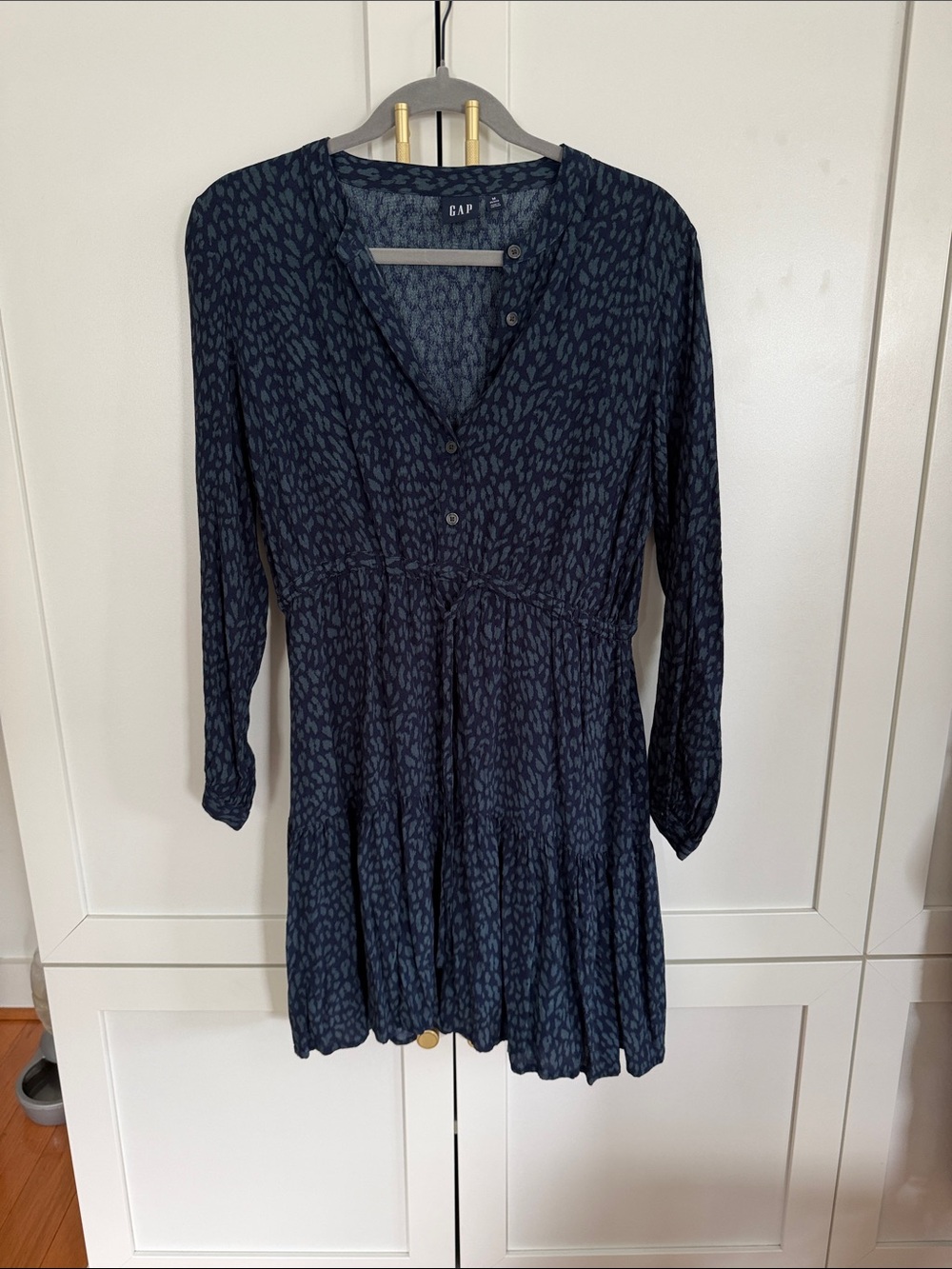 GAP Navy Blue Printed V-Neck Tiered Tunic